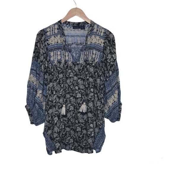 RACHEL Rachel Roy Womens Boho Top Size‎ M Dolman Sleeve Crochet Lace Oversized - Picture 1 of 12